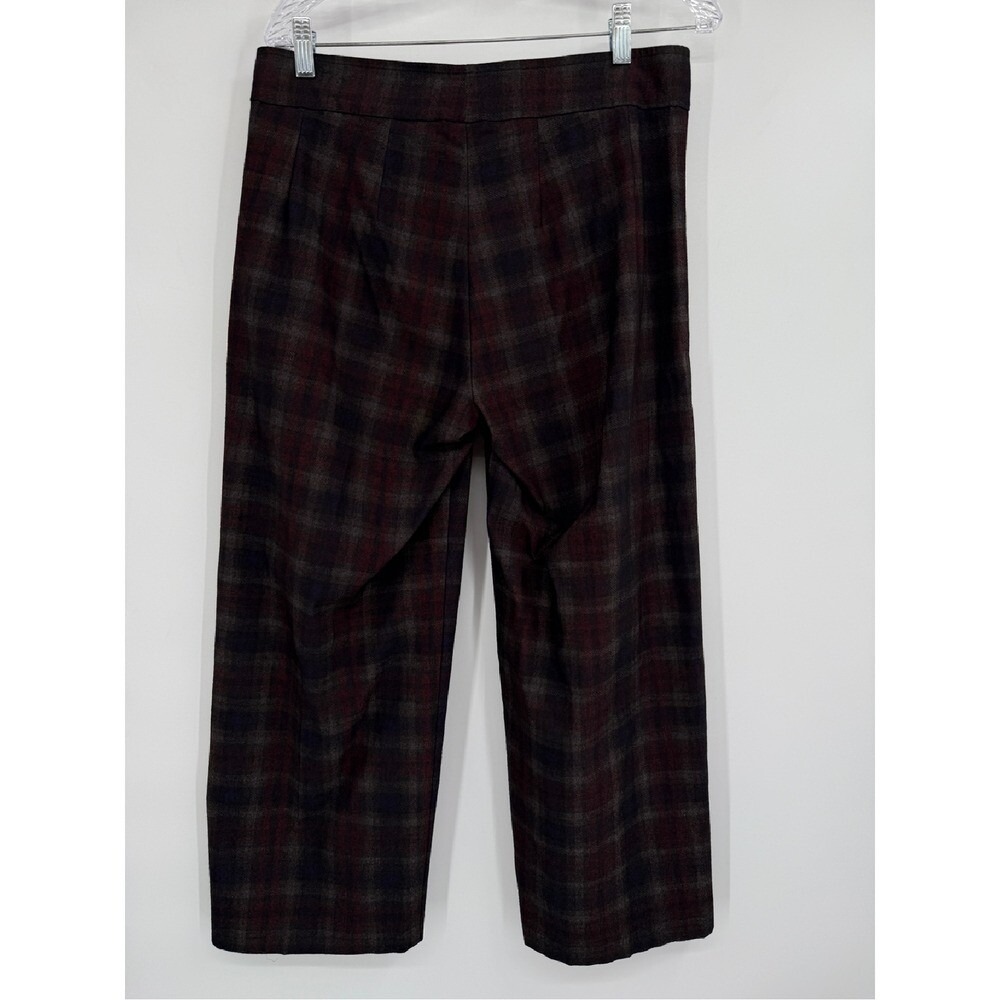 Avenue Montaigne Pants Womens Size 10 Plaid Pull On Cropped Wide Leg USA - Picture 5 of 7